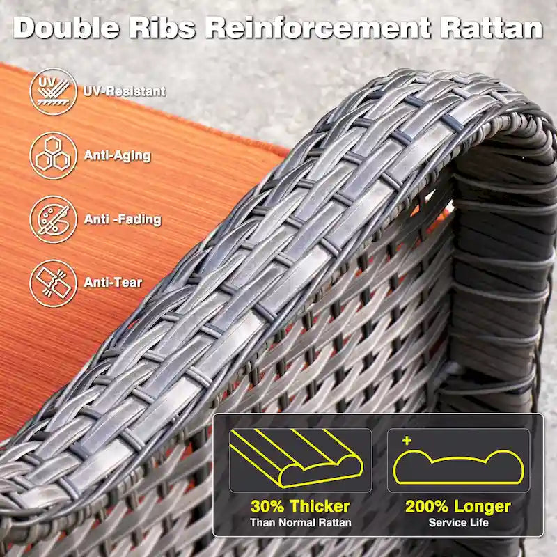 OVIOS Ensemble de 7 chaises pivotantes en osier pour patio