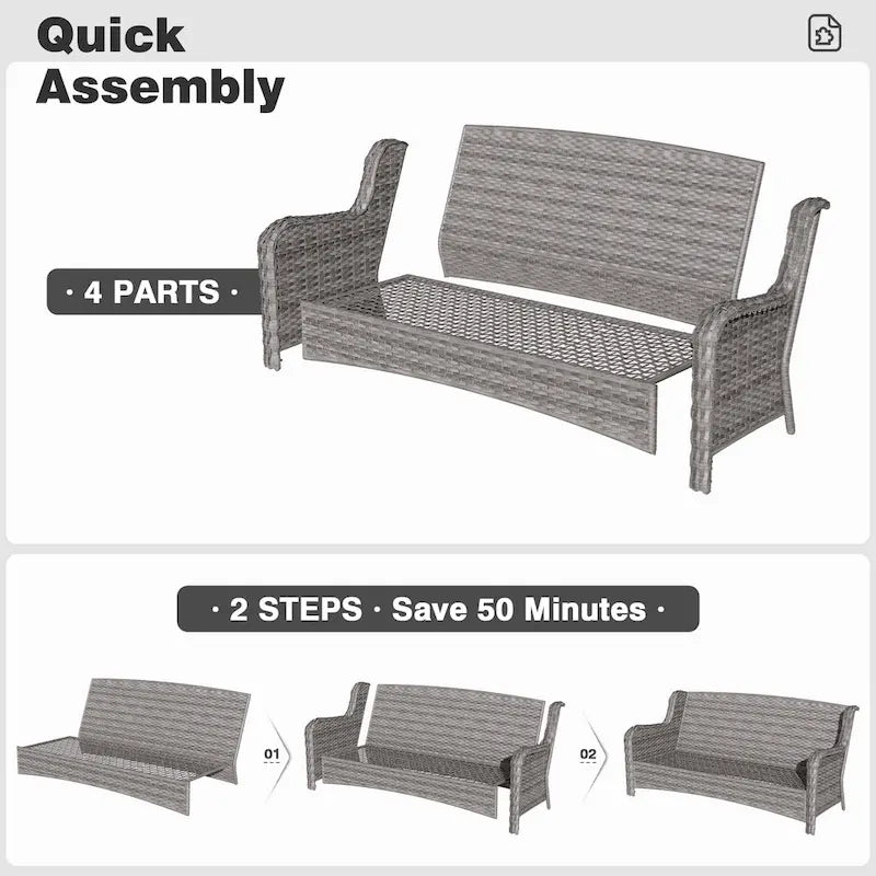 OVIOS Ensemble de 7 chaises pivotantes en osier pour patio