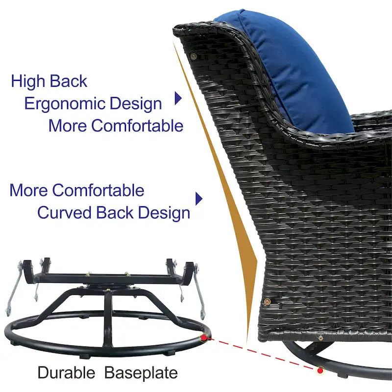 OVIOS Ensemble de 7 chaises pivotantes en osier pour patio