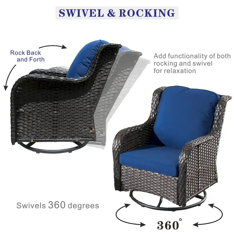OVIOS Ensemble de 7 chaises pivotantes en osier pour patio
