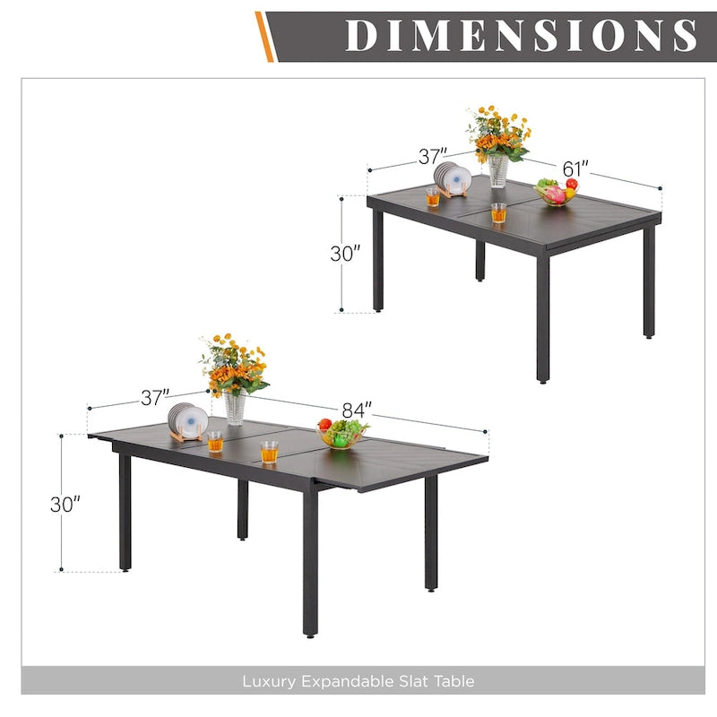 MAISON ARTS Ensemble de salle à manger de patio 7/9 pièces, Table à manger extérieure rectangulaire extensible avec chaises en rotin