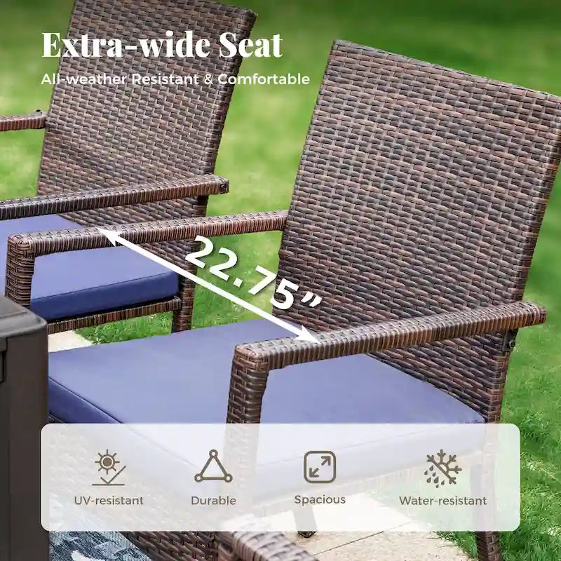MAISON ARTS Ensemble de salle à manger de patio 7/9 pièces, Table à manger extérieure rectangulaire extensible avec chaises en rotin