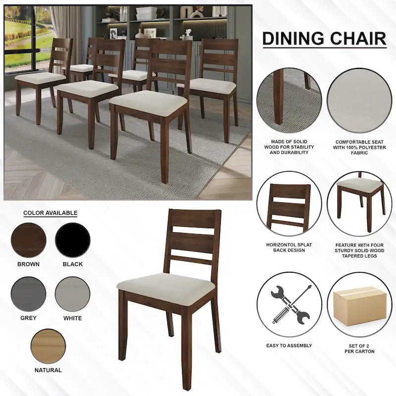 Chaises de salle à manger élégantes en bois (Lot de 2)
