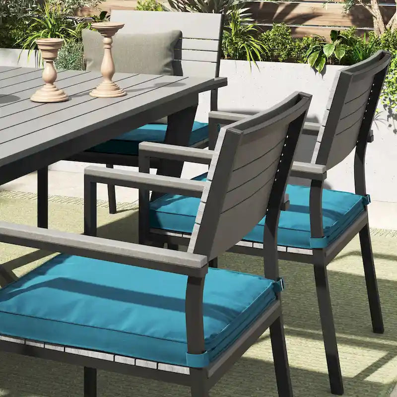 Corvus Orville Ensemble de salle à manger extérieur 6 pièces en aluminium avec plateau de table en composite bois-plastique (WPC)