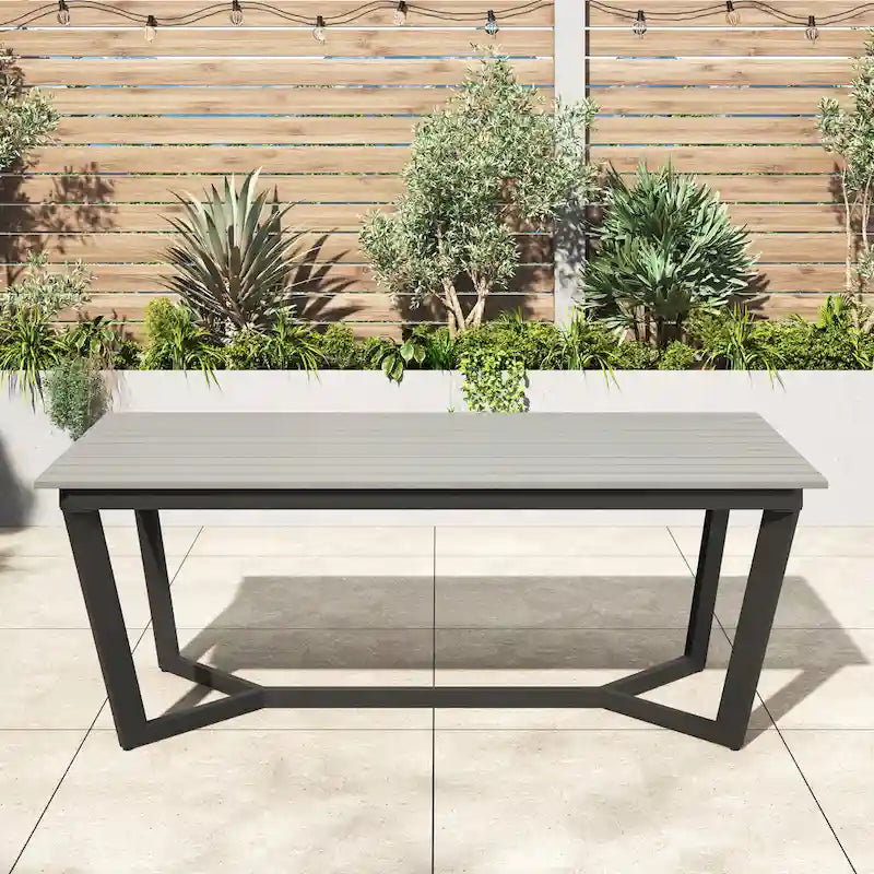 Corvus Orville Ensemble de salle à manger extérieur 6 pièces en aluminium avec plateau de table en composite bois-plastique (WPC)