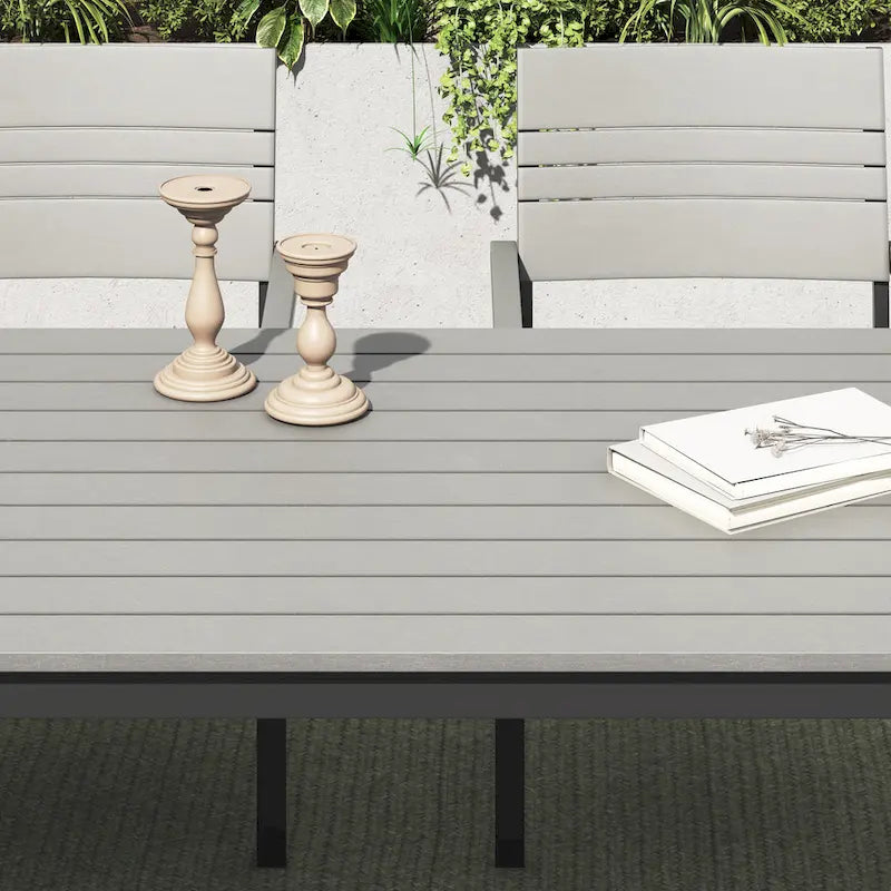 Corvus Orville Ensemble de salle à manger extérieur 6 pièces en aluminium avec plateau de table en composite bois-plastique (WPC)