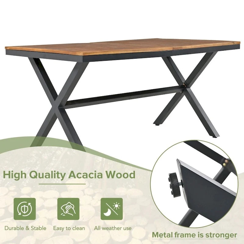 Ensemble de salle à manger de patio 7 pièces, mobilier d'extérieur toutes saisons avec table et chaises de salle à manger