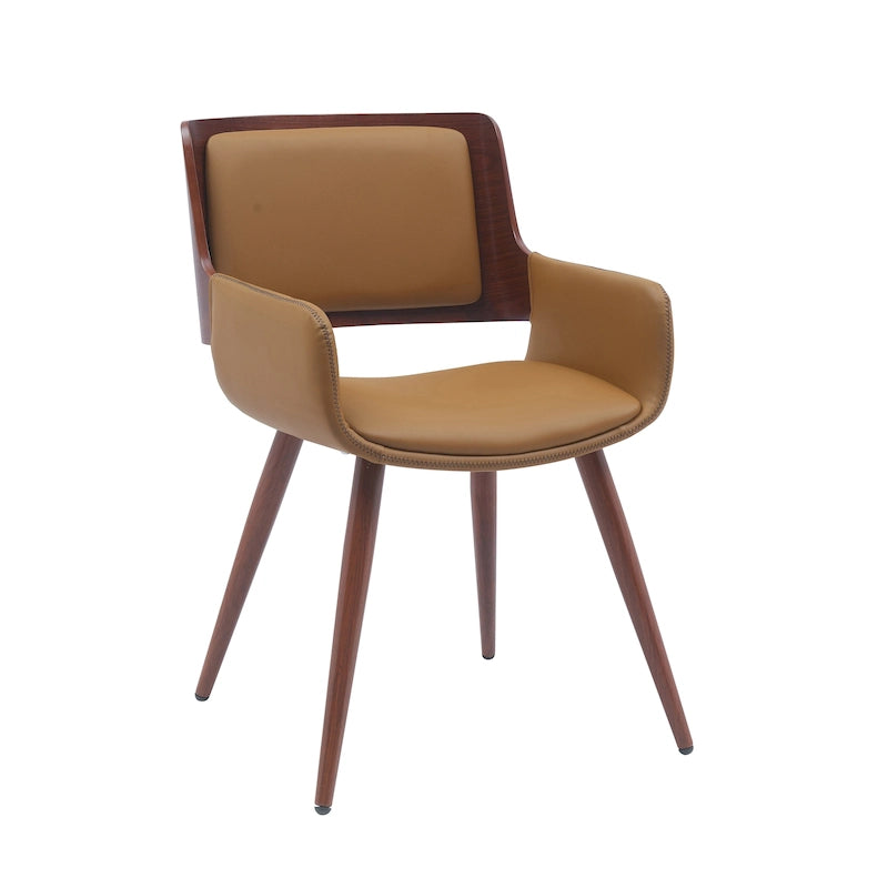Chaise de salle à manger mi-siècle en similicuir avec pieds en métal