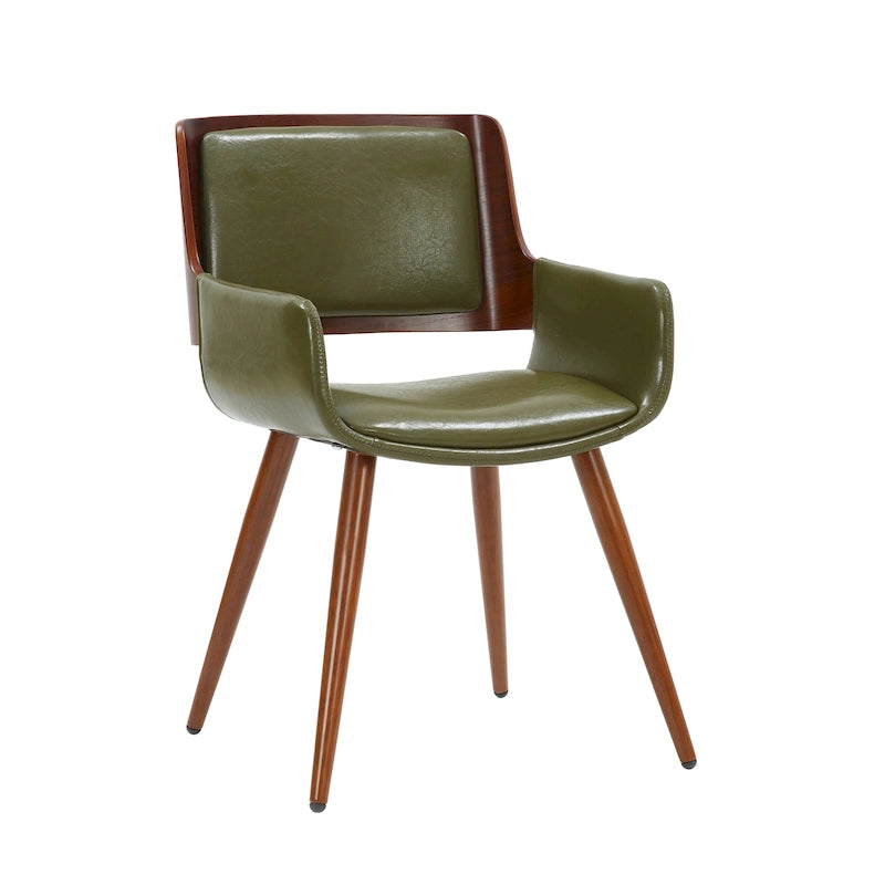 Chaise de salle à manger mi-siècle en similicuir avec pieds en métal