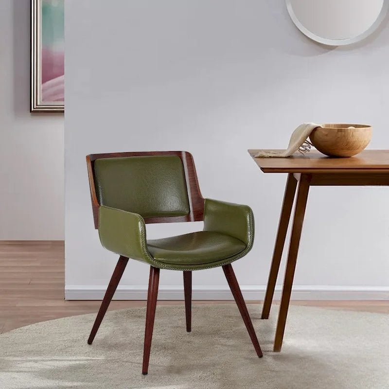 Chaise de salle à manger mi-siècle en similicuir avec pieds en métal