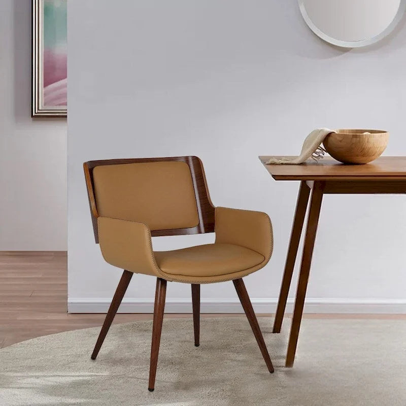 Chaise de salle à manger mi-siècle en similicuir avec pieds en métal