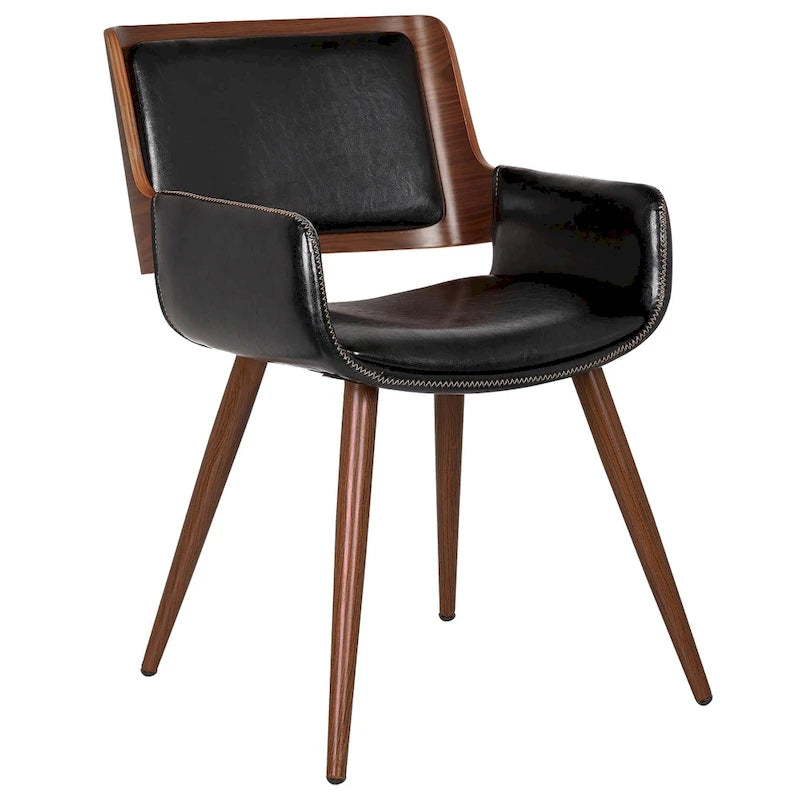 Chaise de salle à manger mi-siècle en similicuir avec pieds en métal