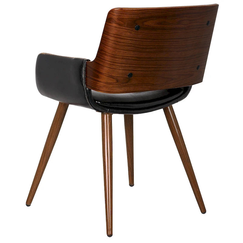 Chaise de salle à manger mi-siècle en similicuir avec pieds en métal