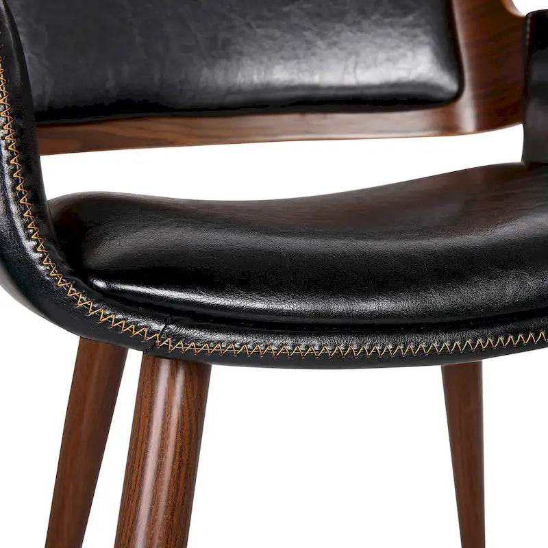 Chaise de salle à manger mi-siècle en similicuir avec pieds en métal