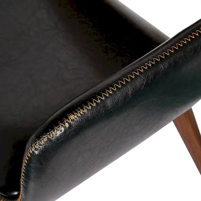 Chaise de salle à manger mi-siècle en similicuir avec pieds en métal