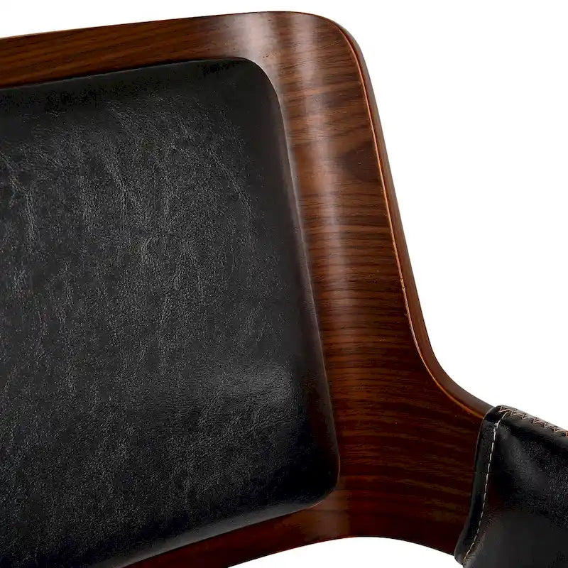 Chaise de salle à manger mi-siècle en similicuir avec pieds en métal