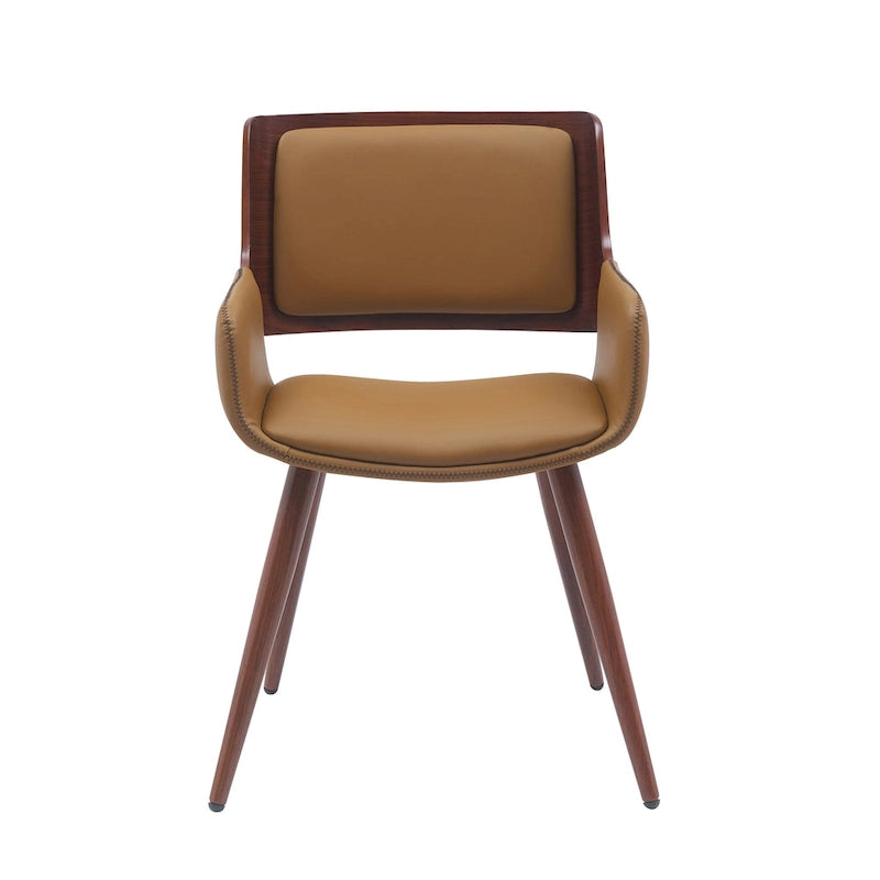 Chaise de salle à manger mi-siècle en similicuir avec pieds en métal