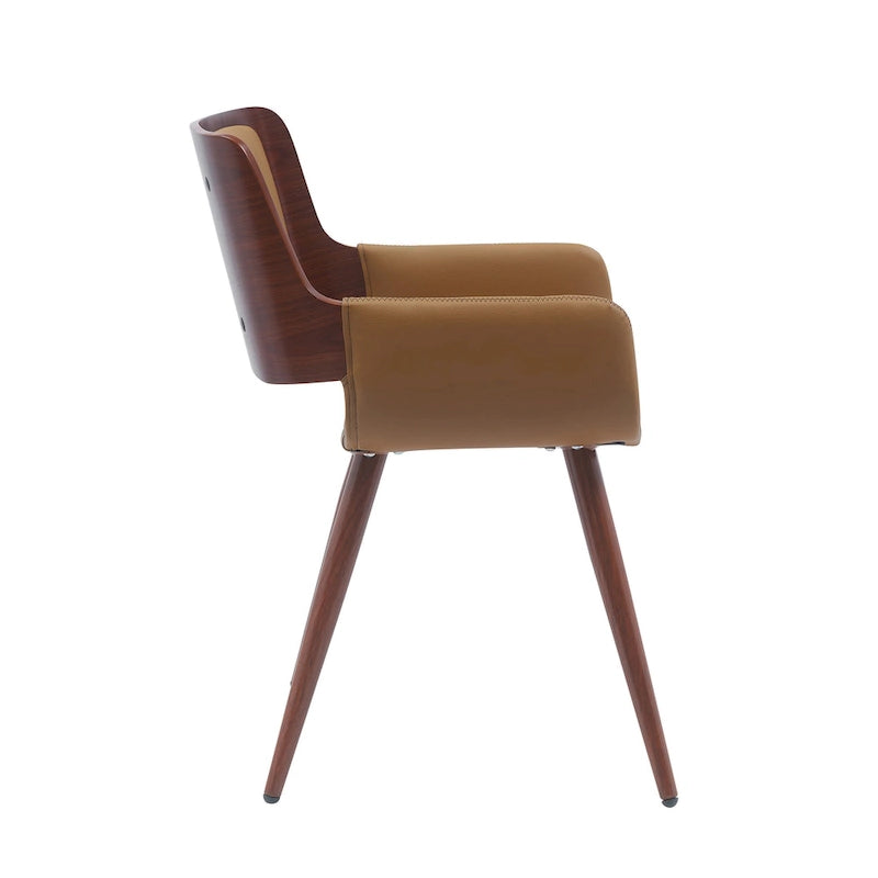 Chaise de salle à manger mi-siècle en similicuir avec pieds en métal