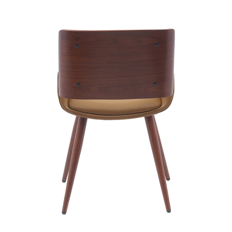 Chaise de salle à manger mi-siècle en similicuir avec pieds en métal