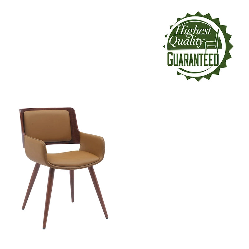 Chaise de salle à manger mi-siècle en similicuir avec pieds en métal