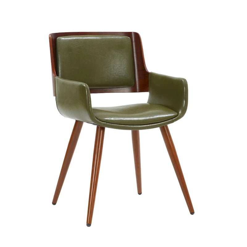 Chaise de salle à manger mi-siècle en similicuir avec pieds en métal