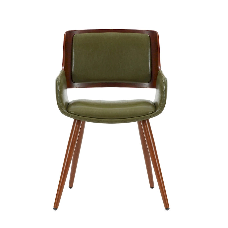 Chaise de salle à manger mi-siècle en similicuir avec pieds en métal