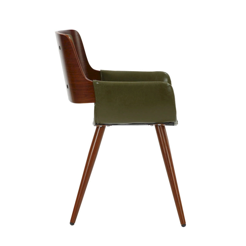Chaise de salle à manger mi-siècle en similicuir avec pieds en métal
