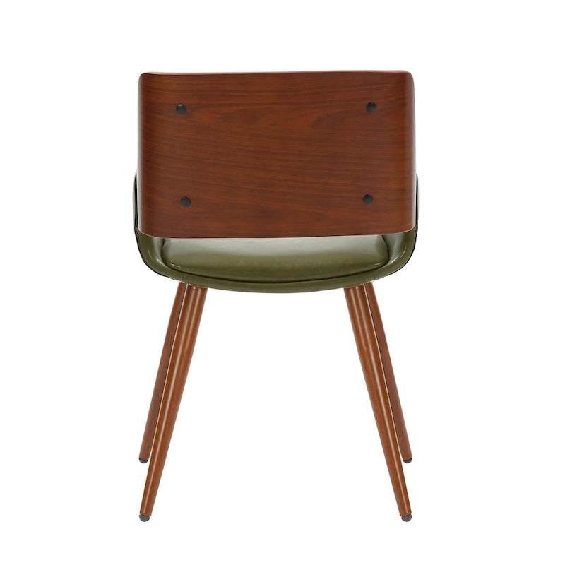 Chaise de salle à manger mi-siècle en similicuir avec pieds en métal