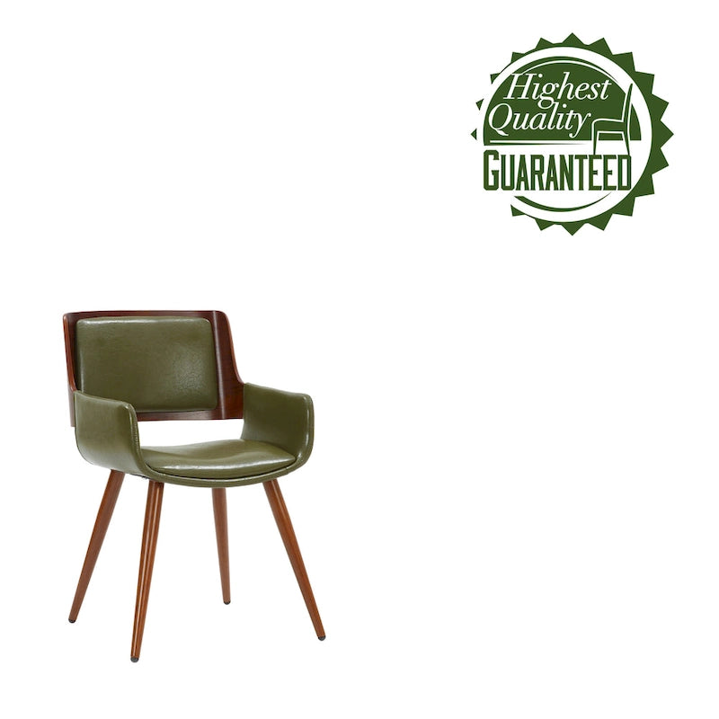 Chaise de salle à manger mi-siècle en similicuir avec pieds en métal