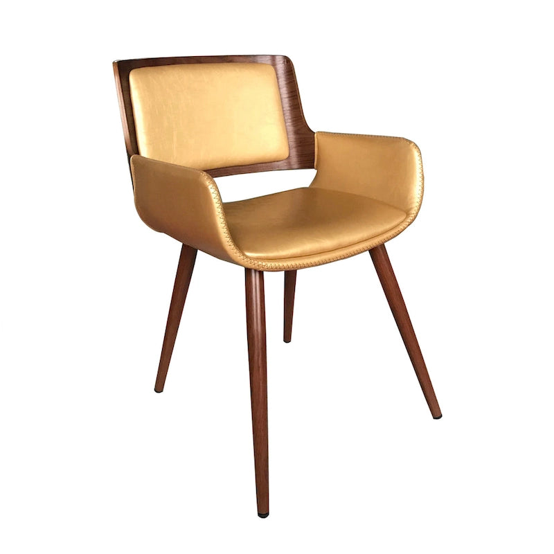 Chaise de salle à manger mi-siècle en similicuir avec pieds en métal