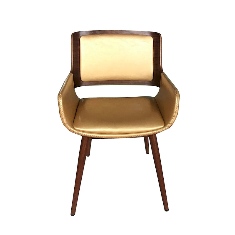 Chaise de salle à manger mi-siècle en similicuir avec pieds en métal