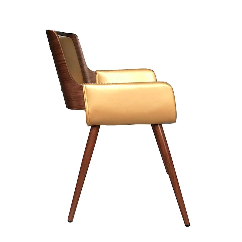 Chaise de salle à manger mi-siècle en similicuir avec pieds en métal