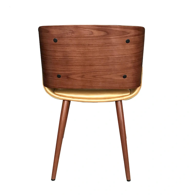 Chaise de salle à manger mi-siècle en similicuir avec pieds en métal