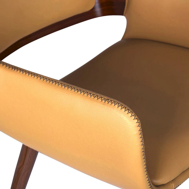 Chaise de salle à manger mi-siècle en similicuir avec pieds en métal