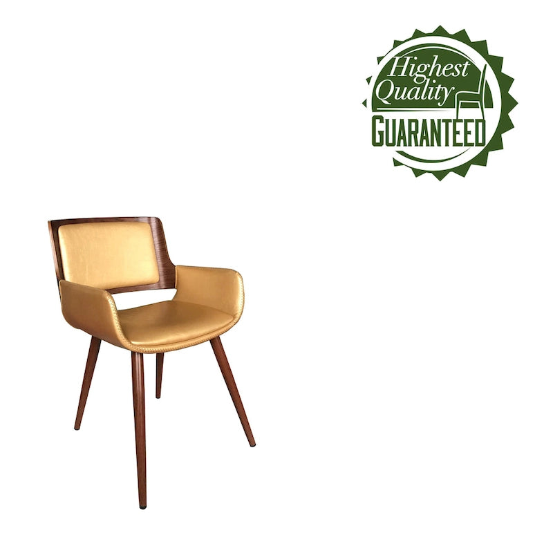 Chaise de salle à manger mi-siècle en similicuir avec pieds en métal