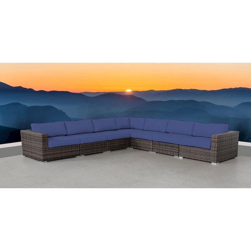 Ensemble de 7 fauteuils modulaires en rotin LSI avec coussins