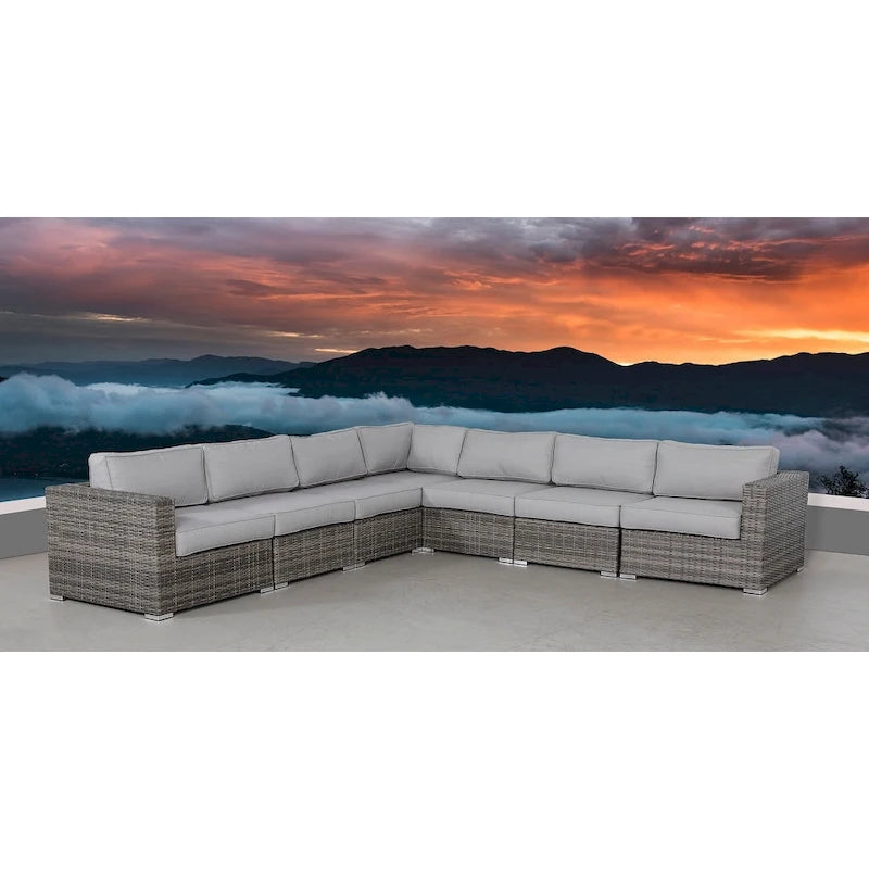 Ensemble de 7 fauteuils modulaires en rotin LSI avec coussins