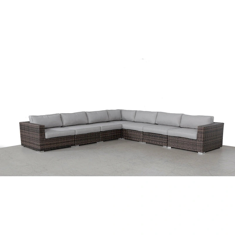 Ensemble de 7 fauteuils modulaires en rotin LSI avec coussins