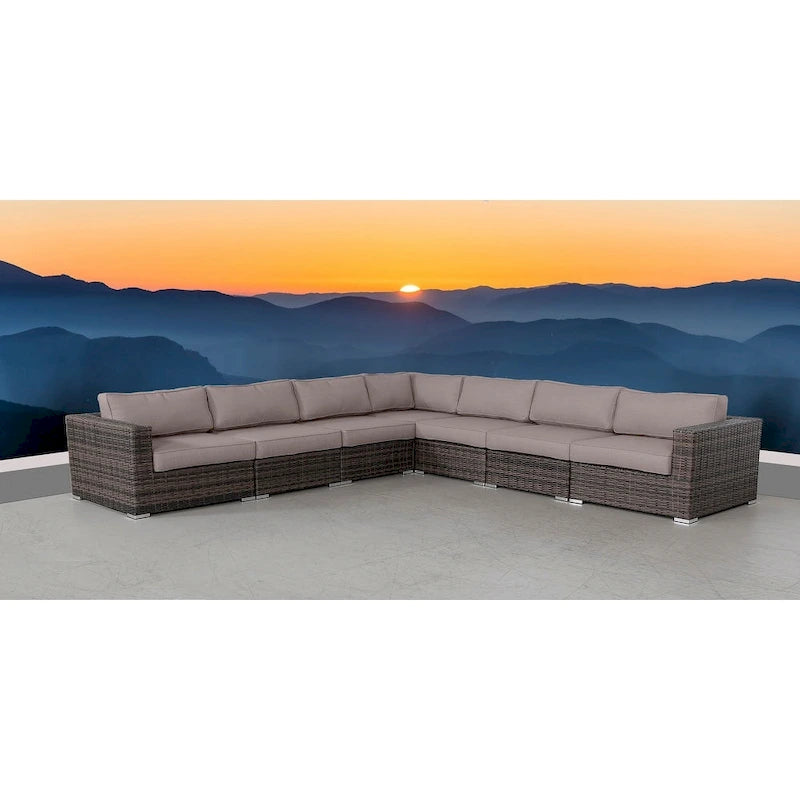 Ensemble de 7 fauteuils modulaires en rotin LSI avec coussins