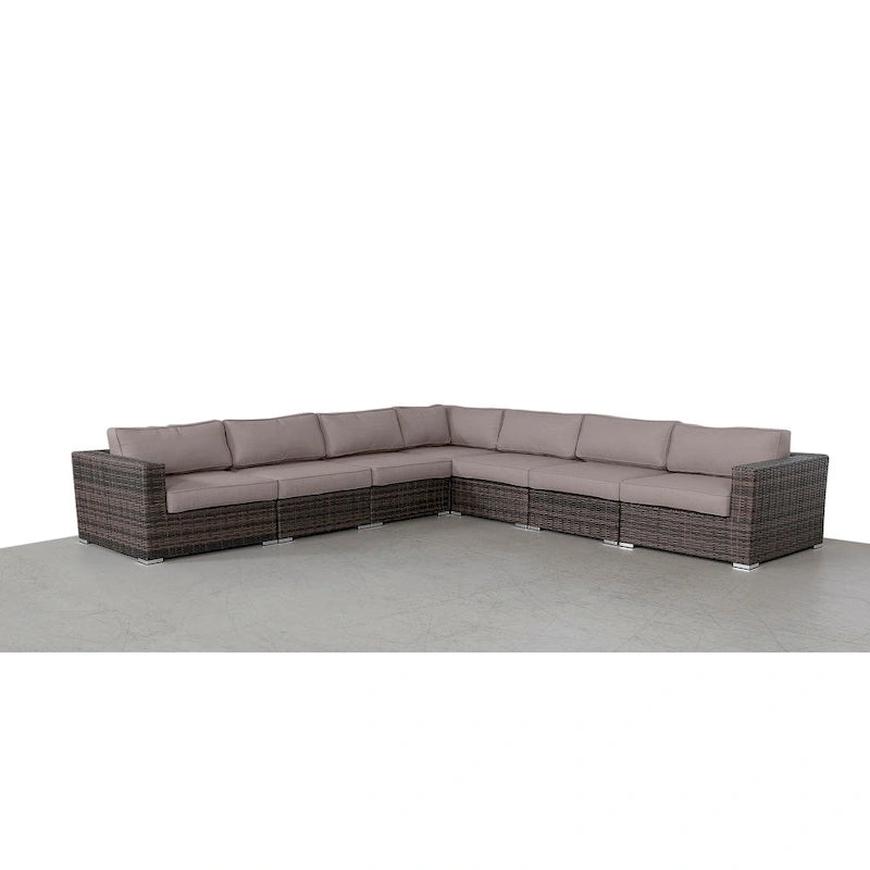 Ensemble de 7 fauteuils modulaires en rotin LSI avec coussins