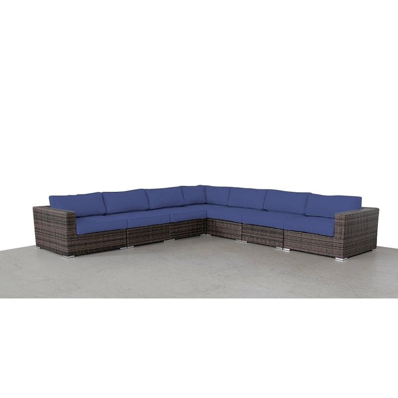 Ensemble de 7 fauteuils modulaires en rotin LSI avec coussins