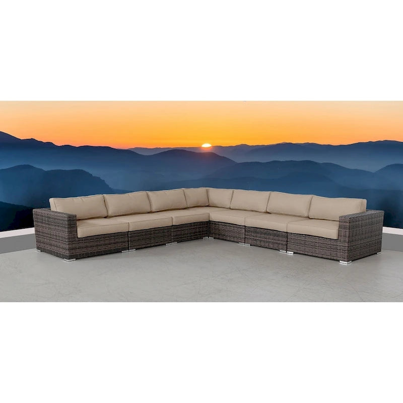 Ensemble de 7 fauteuils modulaires en rotin LSI avec coussins
