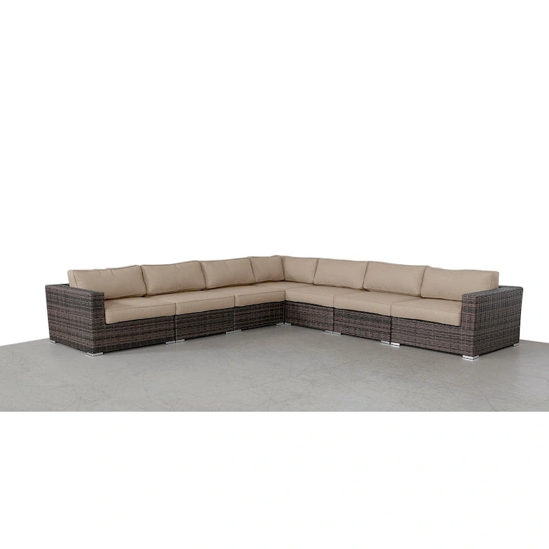 Ensemble de 7 fauteuils modulaires en rotin LSI avec coussins