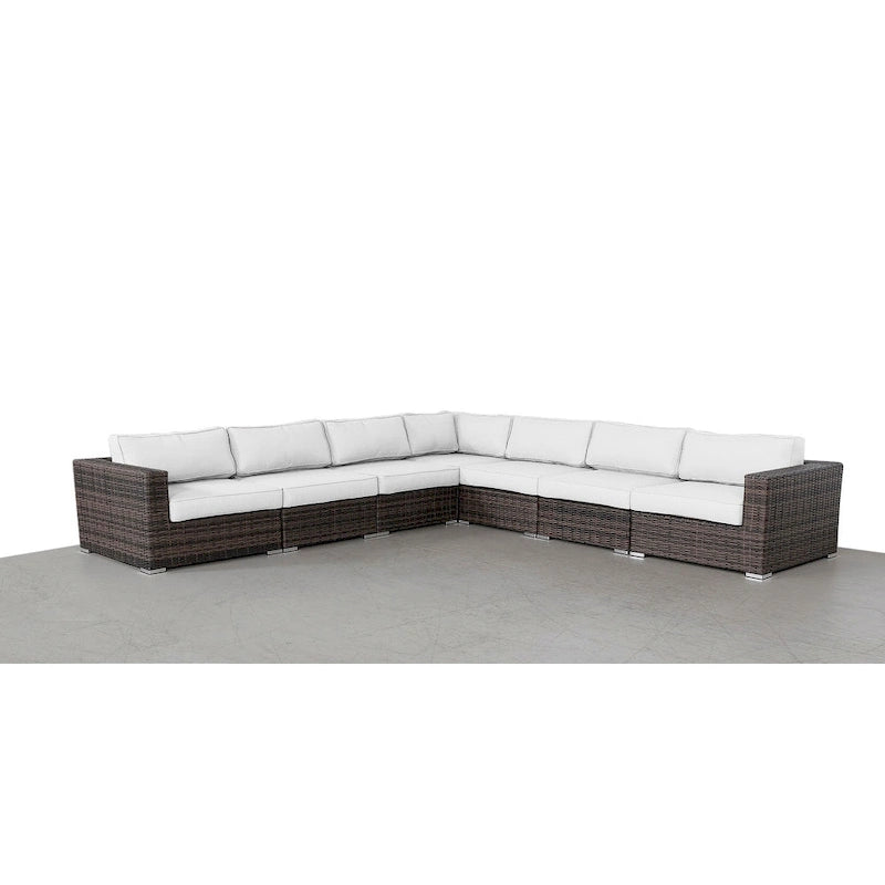Ensemble de 7 fauteuils modulaires en rotin LSI avec coussins