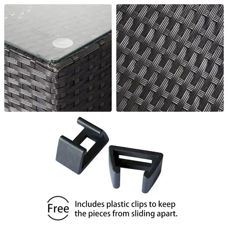 Canapé d'angle Kinbor 9 pièces pour l'extérieur, en rotin tressé toutes saisons, avec coussins, pour patio intérieur et extérieur