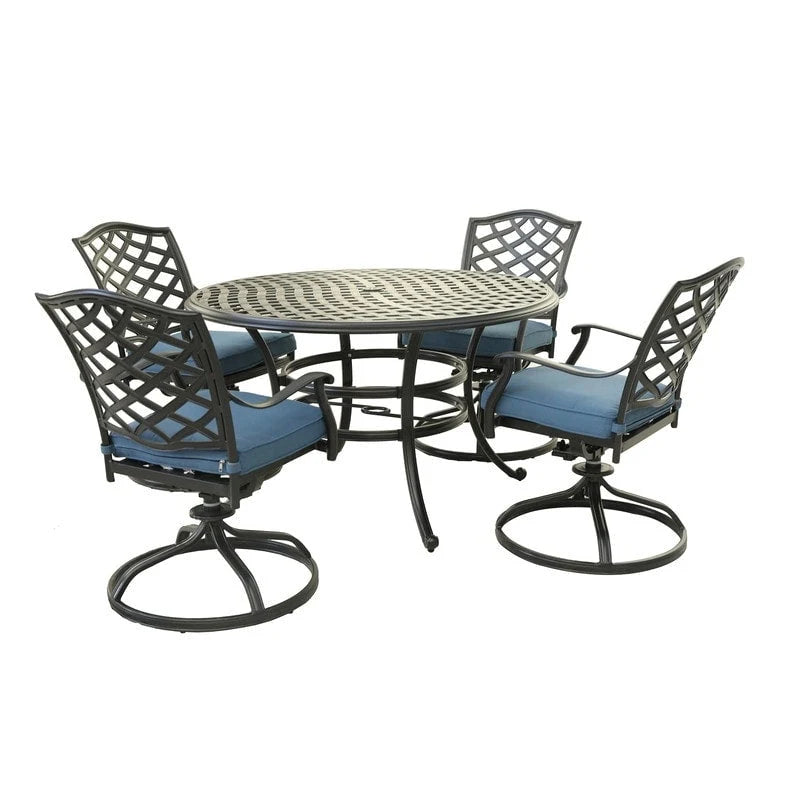 Ensemble de salle à manger rond 5 pièces en aluminium Torino avec 4 fauteuils pivotants et inclinables - N/A
