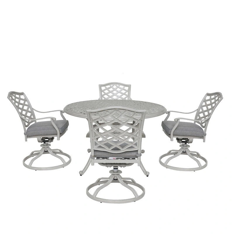 Ensemble de salle à manger rond 5 pièces en aluminium Torino avec 4 fauteuils pivotants-à bascule - N/A