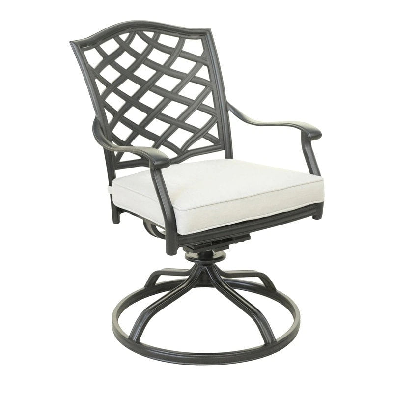 Ensemble de salle à manger rond 5 pièces en aluminium Torino avec 4 fauteuils pivotants-à bascule - N/A