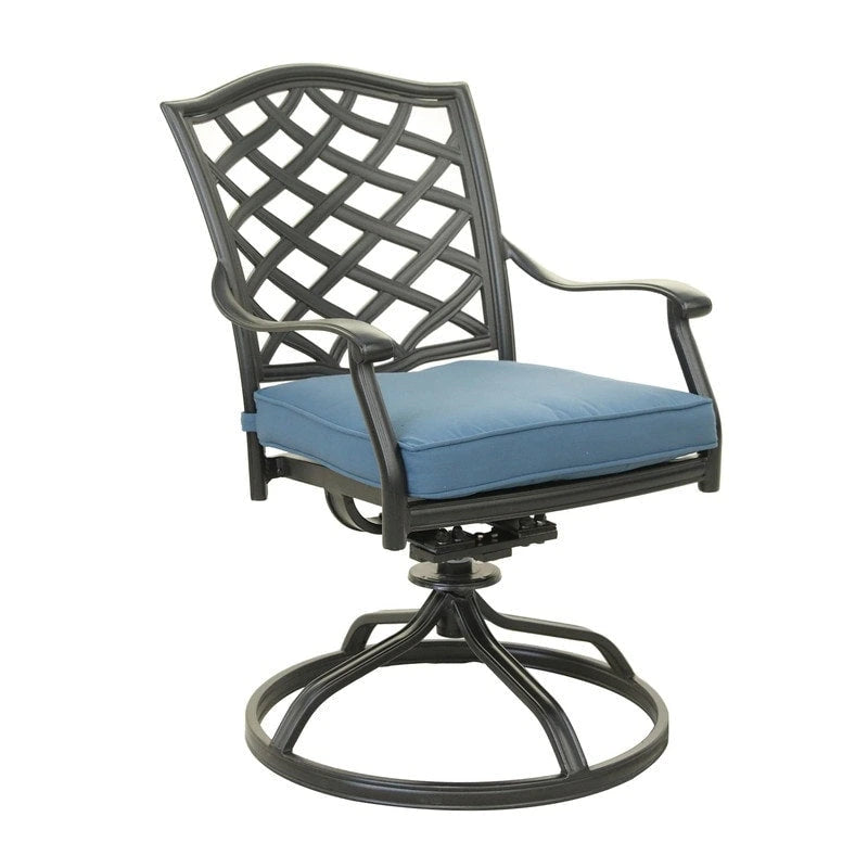 Ensemble de salle à manger rond 5 pièces en aluminium Torino avec 4 fauteuils pivotants-à bascule - N/A