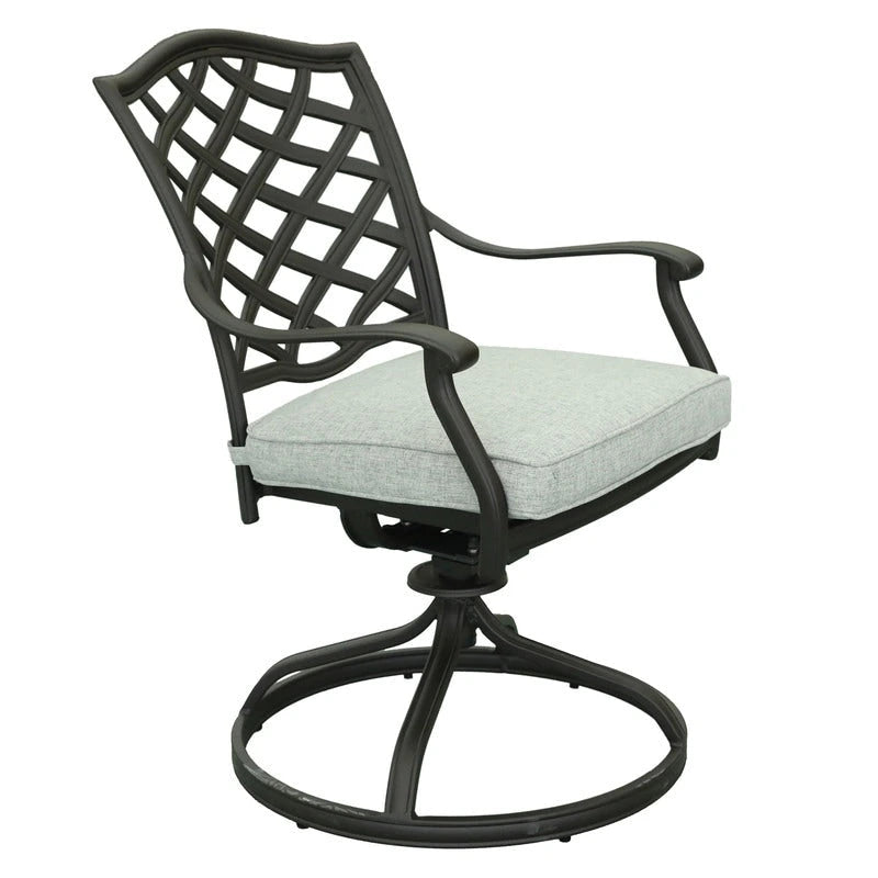 Ensemble de salle à manger rond 5 pièces en aluminium Torino avec 4 fauteuils pivotants-à bascule - N/A